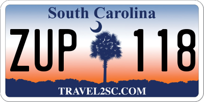 SC license plate ZUP118