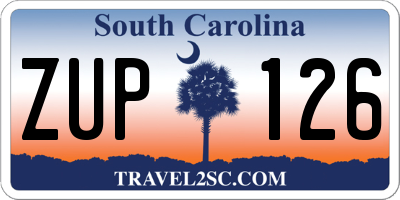 SC license plate ZUP126