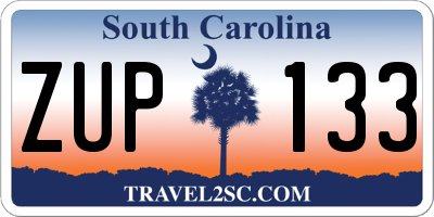 SC license plate ZUP133