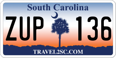 SC license plate ZUP136