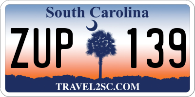 SC license plate ZUP139