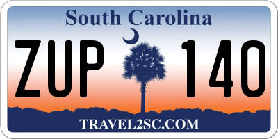 SC license plate ZUP140