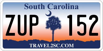 SC license plate ZUP152