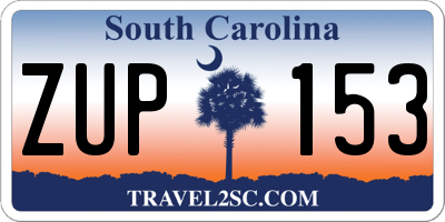 SC license plate ZUP153