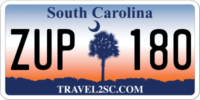 SC license plate ZUP180