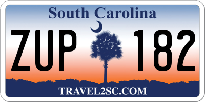 SC license plate ZUP182