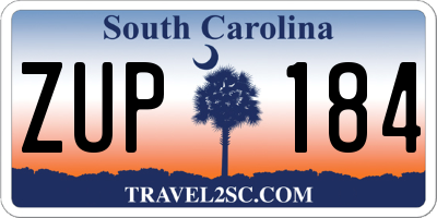 SC license plate ZUP184