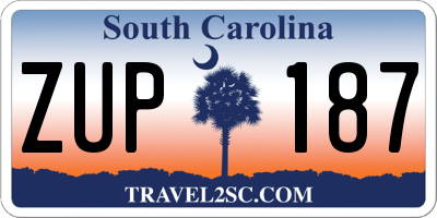 SC license plate ZUP187