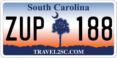 SC license plate ZUP188