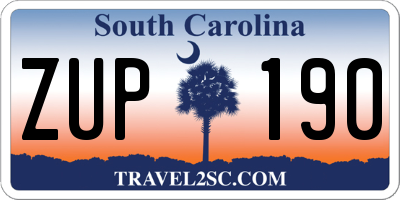 SC license plate ZUP190