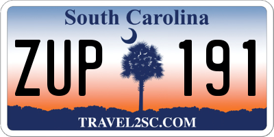 SC license plate ZUP191