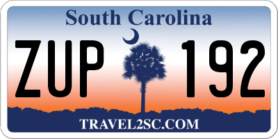 SC license plate ZUP192