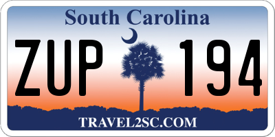 SC license plate ZUP194
