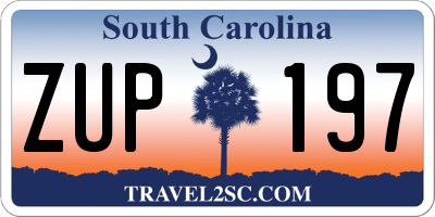 SC license plate ZUP197