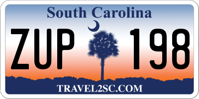 SC license plate ZUP198
