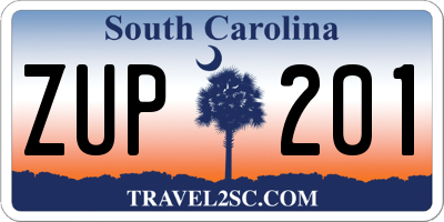 SC license plate ZUP201
