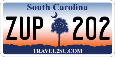 SC license plate ZUP202