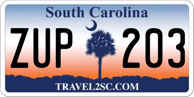 SC license plate ZUP203