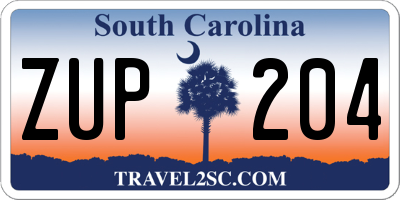 SC license plate ZUP204