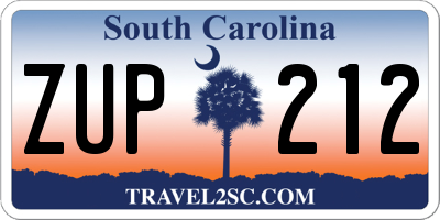 SC license plate ZUP212