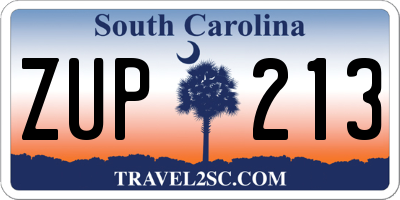 SC license plate ZUP213