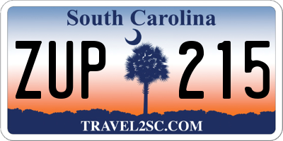 SC license plate ZUP215