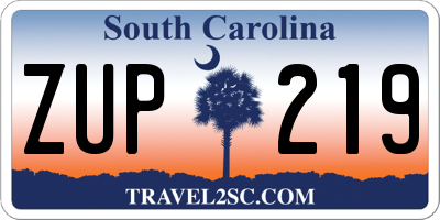 SC license plate ZUP219