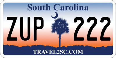 SC license plate ZUP222