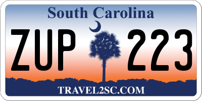 SC license plate ZUP223