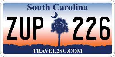 SC license plate ZUP226