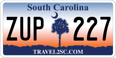 SC license plate ZUP227