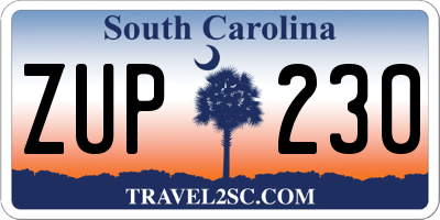 SC license plate ZUP230
