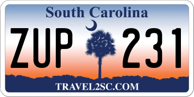 SC license plate ZUP231