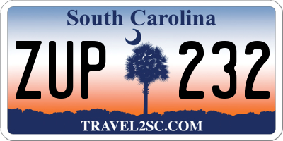 SC license plate ZUP232