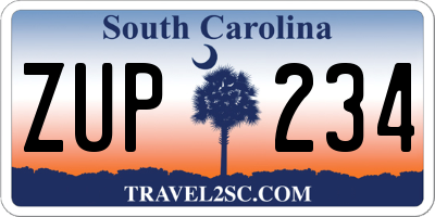 SC license plate ZUP234
