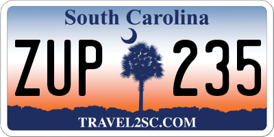 SC license plate ZUP235