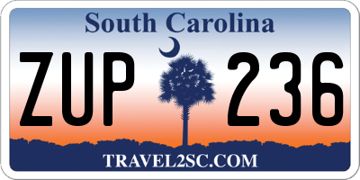 SC license plate ZUP236