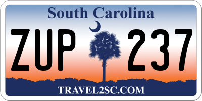 SC license plate ZUP237