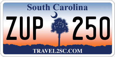 SC license plate ZUP250