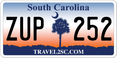 SC license plate ZUP252