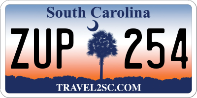 SC license plate ZUP254