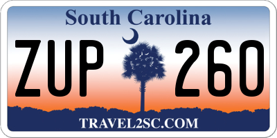 SC license plate ZUP260