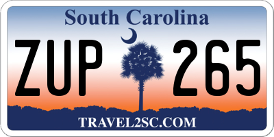 SC license plate ZUP265