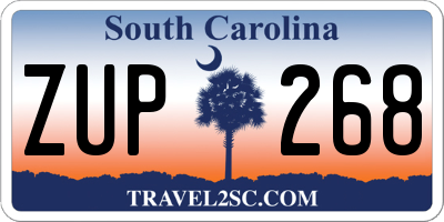 SC license plate ZUP268