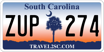 SC license plate ZUP274