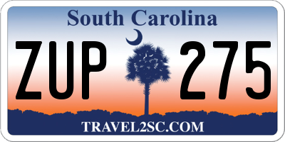 SC license plate ZUP275