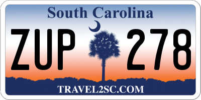 SC license plate ZUP278