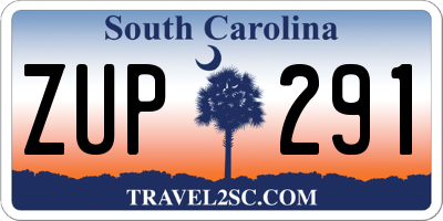 SC license plate ZUP291