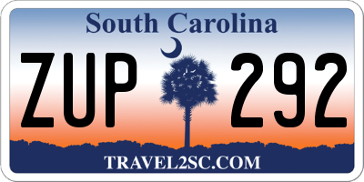 SC license plate ZUP292