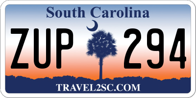 SC license plate ZUP294
